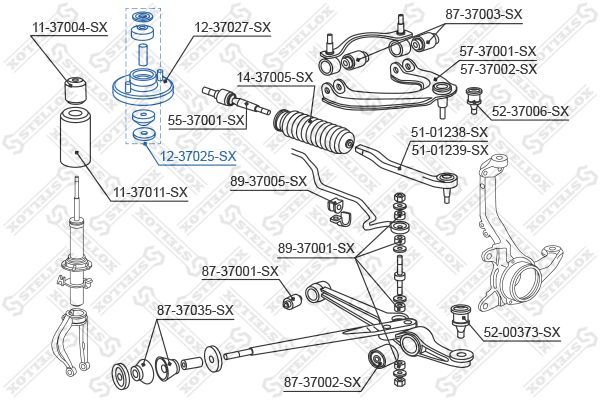 Remonto komplektas, pakabos statramstis STELLOX 12-37025-SX