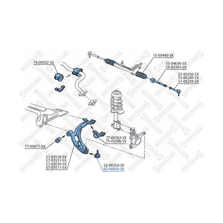 Šarnyras / girgždukas STELLOX 52-00050-SX