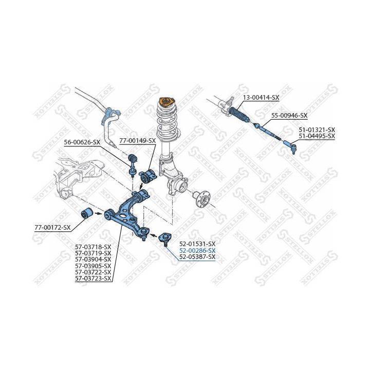 Šarnyras / girgždukas STELLOX 52-00286-SX