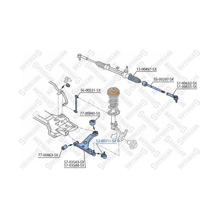 Šarnyras / girgždukas STELLOX 52-00311-SX