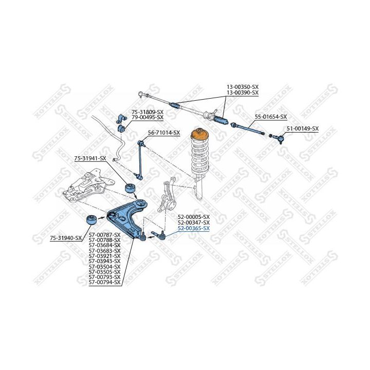 Šarnyras / girgždukas STELLOX 52-00365-SX