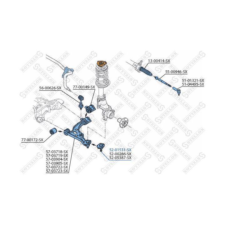 Šarnyras / girgždukas STELLOX 52-01531-SX