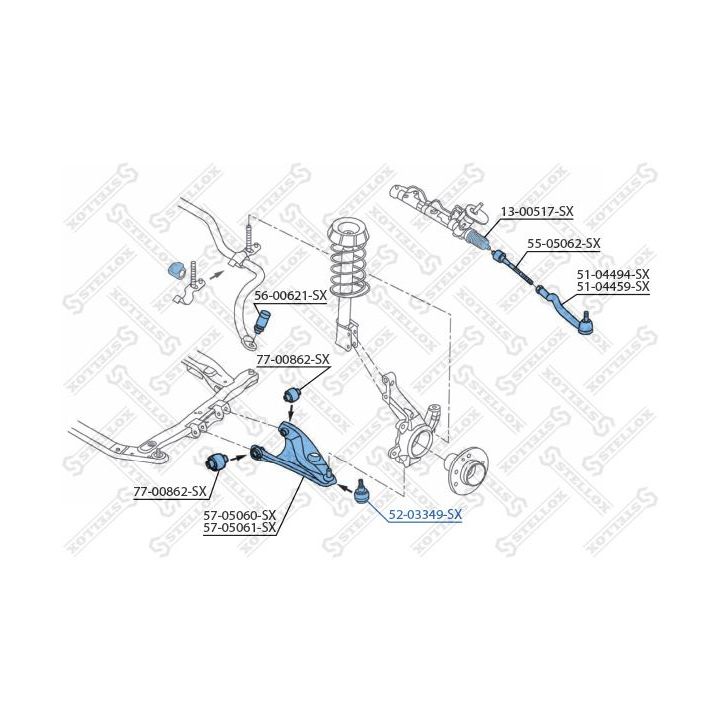 Šarnyras / girgždukas STELLOX 52-03349-SX