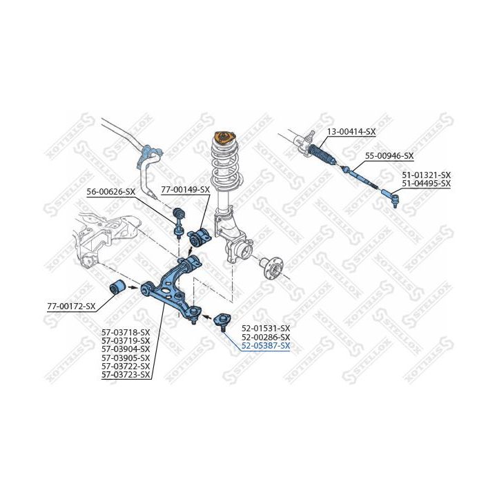 Šarnyras / girgždukas STELLOX 52-05387-SX
