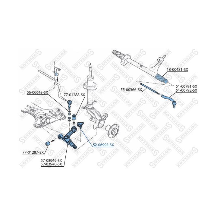 Šarnyras / girgždukas STELLOX 52-06993-SX