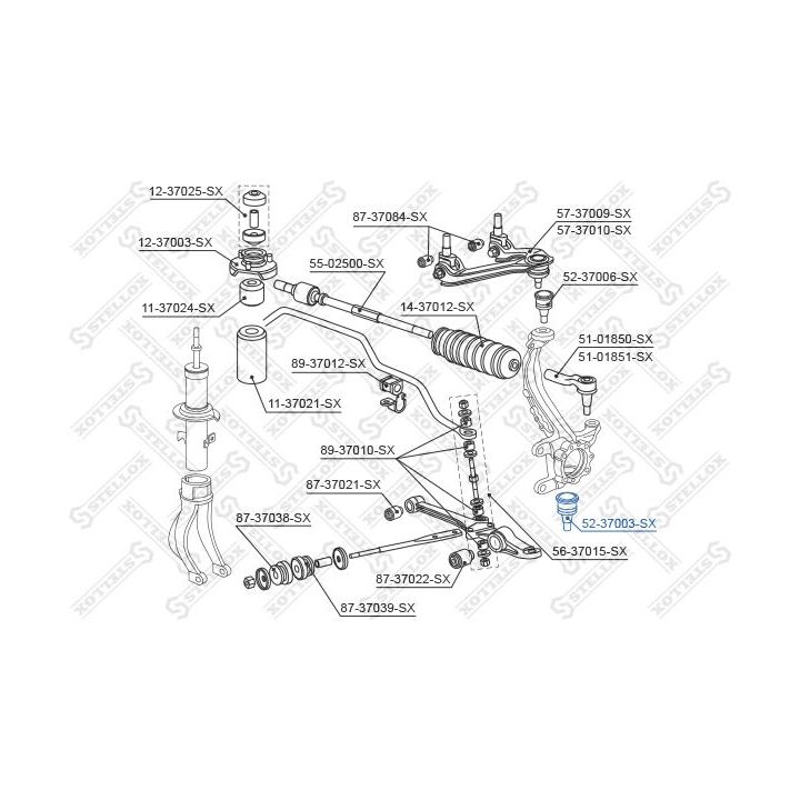 Šarnyras / girgždukas STELLOX 52-37003-SX