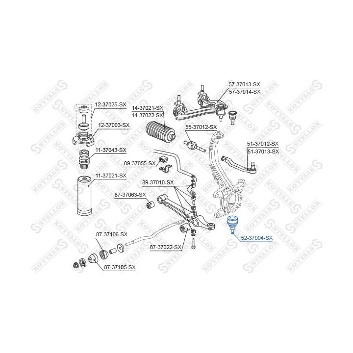 Šarnyras / girgždukas STELLOX 52-37004-SX