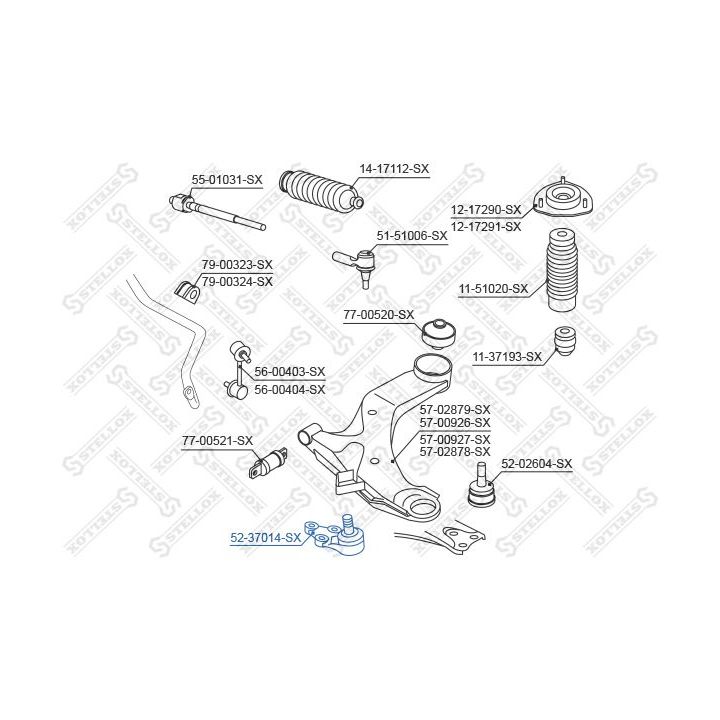 Šarnyras / girgždukas STELLOX 52-37014-SX