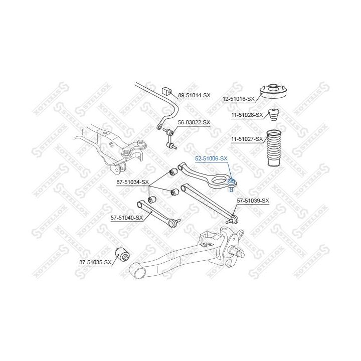 Šarnyras / girgždukas STELLOX 52-51006-SX