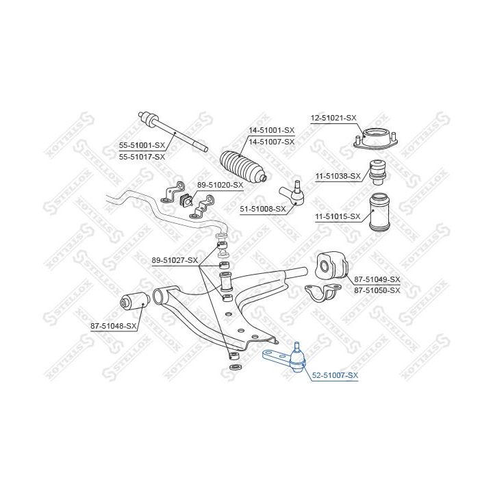 Šarnyras / girgždukas STELLOX 52-51007-SX