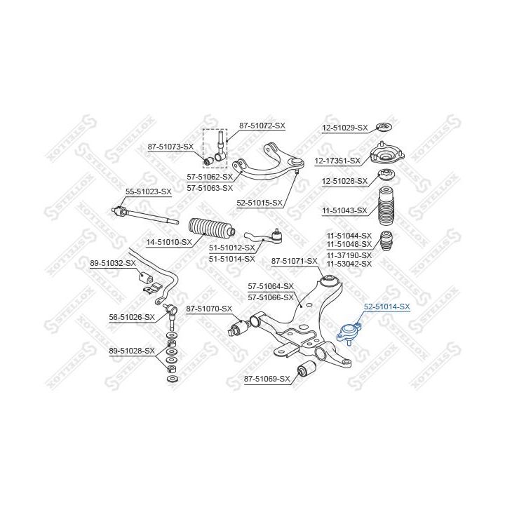 Šarnyras / girgždukas STELLOX 52-51014-SX