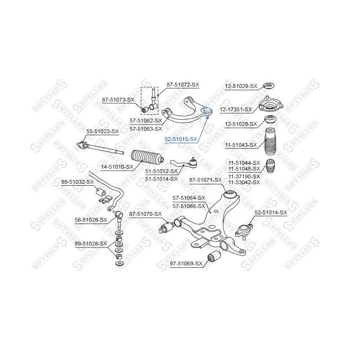 Šarnyras / girgždukas STELLOX 52-51015-SX