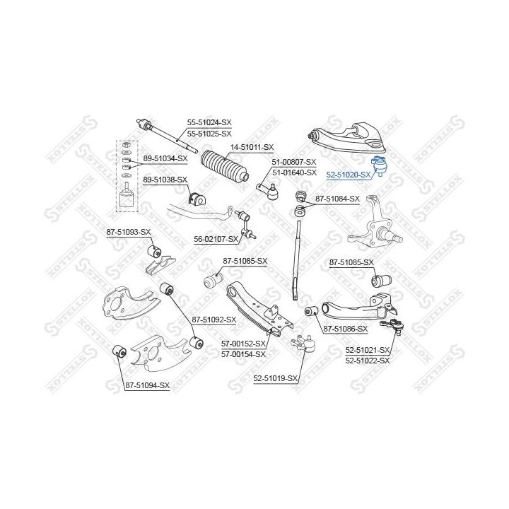 Šarnyras / girgždukas STELLOX 52-51020-SX