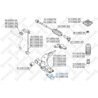 Šarnyras / girgždukas STELLOX 52-53001-SX