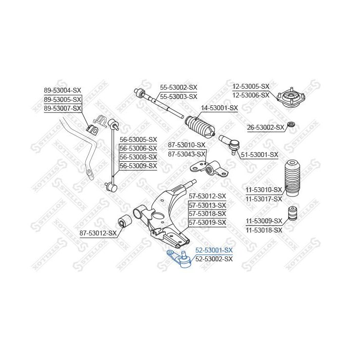 Šarnyras / girgždukas STELLOX 52-53001-SX