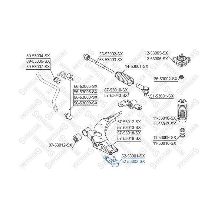 Šarnyras / girgždukas STELLOX 52-53002-SX