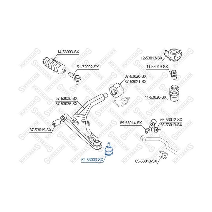 Šarnyras / girgždukas STELLOX 52-53003-SX