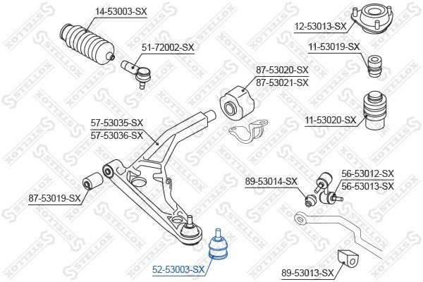 Šarnyras / girgždukas STELLOX 52-53003-SX