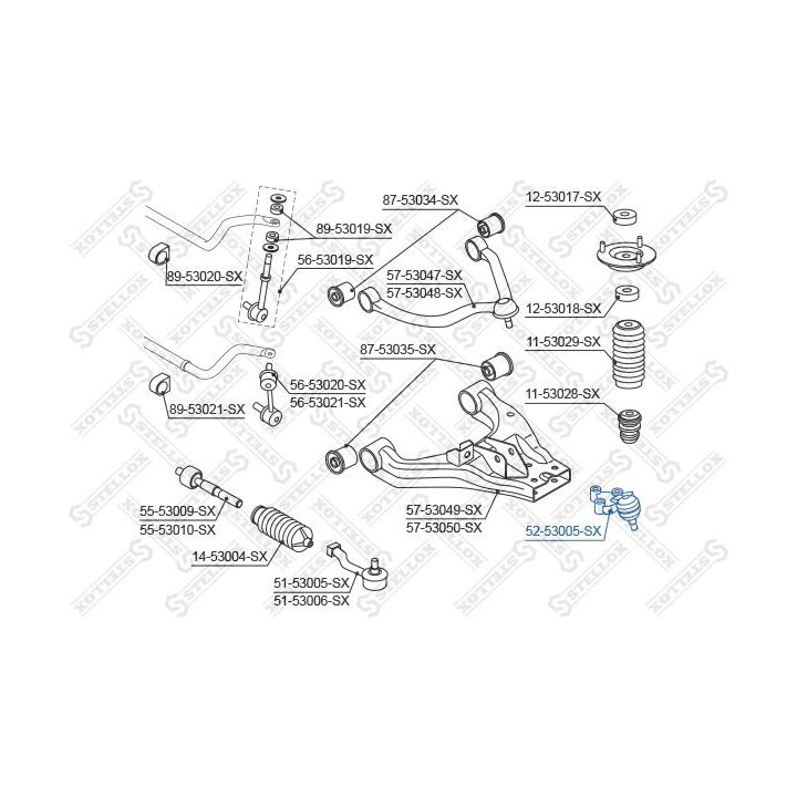 Šarnyras / girgždukas STELLOX 52-53005-SX