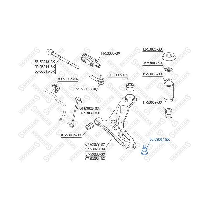 Šarnyras / girgždukas STELLOX 52-53007-SX
