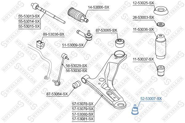 Šarnyras / girgždukas STELLOX 52-53007-SX
