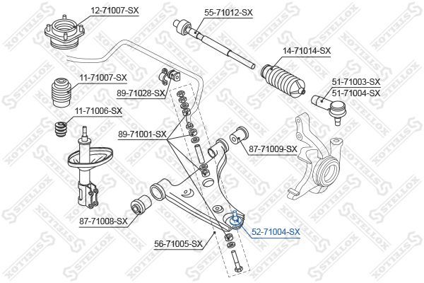 Šarnyras / girgždukas STELLOX 52-71004-SX