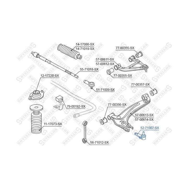 Šarnyras / girgždukas STELLOX 52-71007-SX