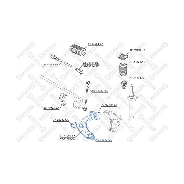 Šarnyras / girgždukas STELLOX 52-71010-SX