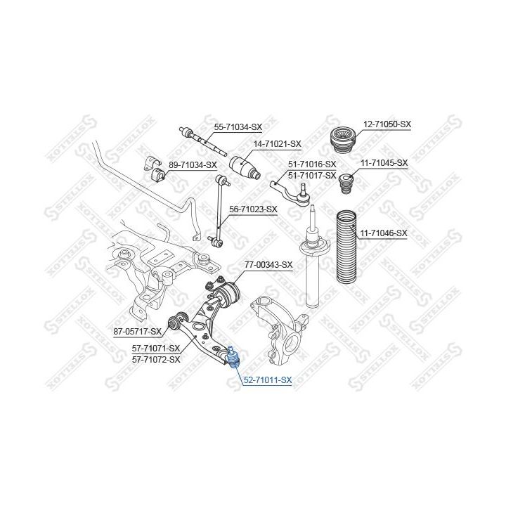 Šarnyras / girgždukas STELLOX 52-71011-SX