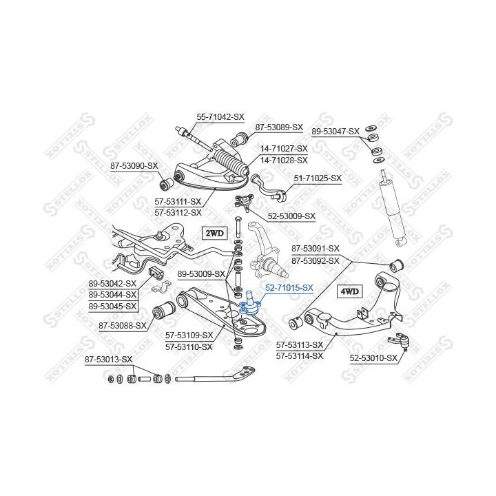 Šarnyras / girgždukas STELLOX 52-71015-SX