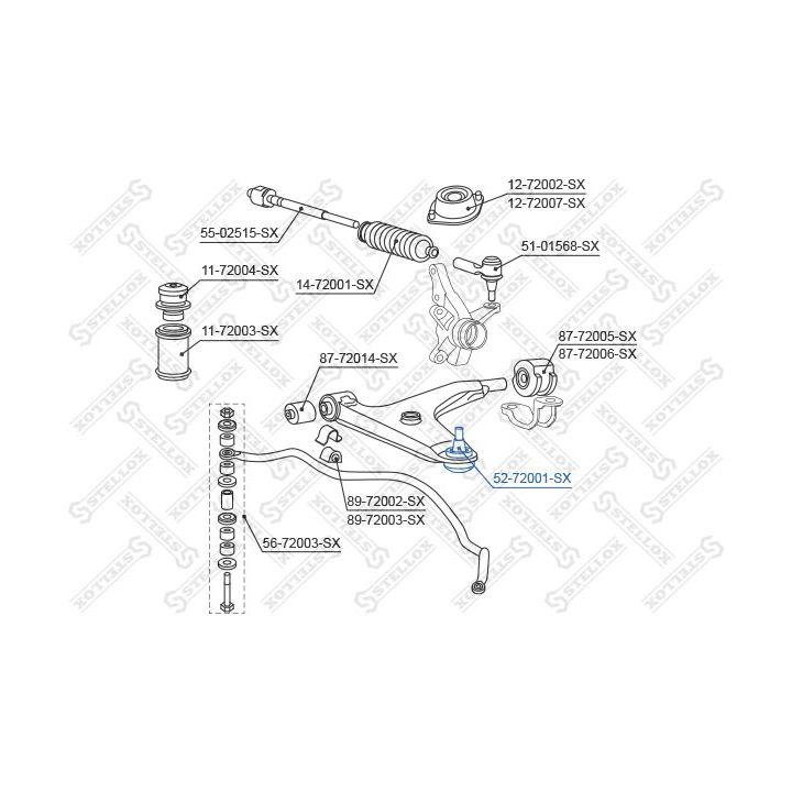 Šarnyras / girgždukas STELLOX 52-72001-SX