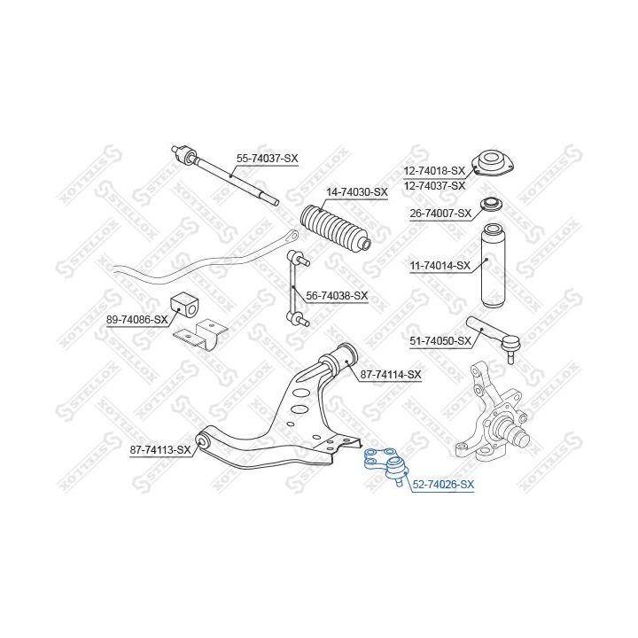 Šarnyras / girgždukas STELLOX 52-74026-SX