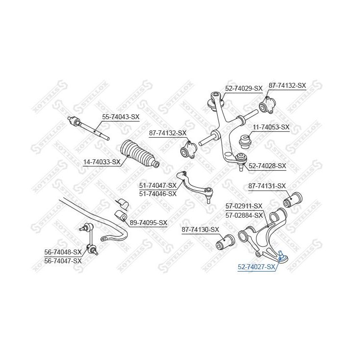 Šarnyras / girgždukas STELLOX 52-74027-SX