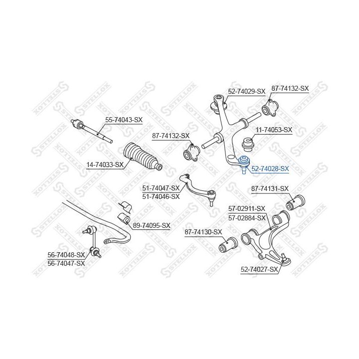 Šarnyras / girgždukas STELLOX 52-74028-SX