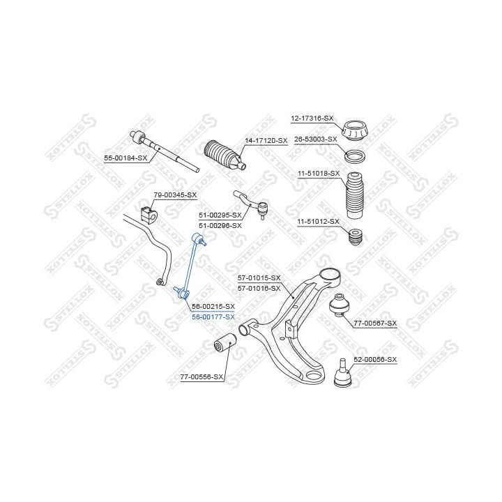šarnyro stabilizatorius STELLOX 56-00177-SX