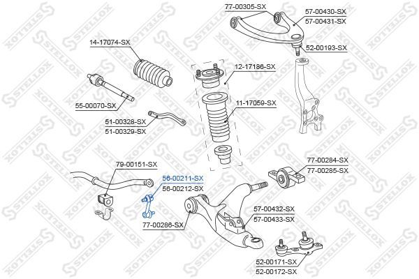šarnyro stabilizatorius STELLOX 56-00211-SX