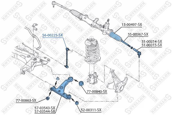 šarnyro stabilizatorius STELLOX 56-00225-SX