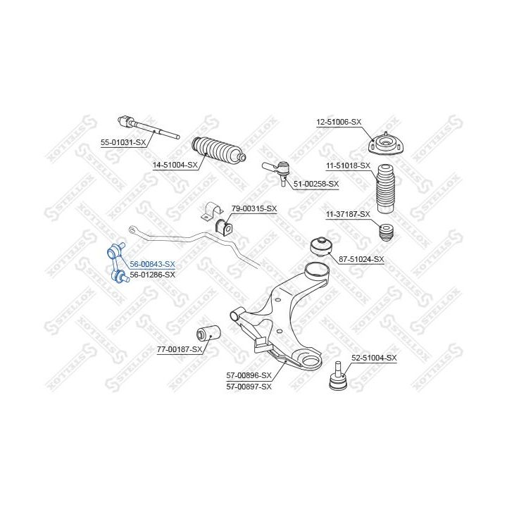 šarnyro stabilizatorius STELLOX 56-00843-SX