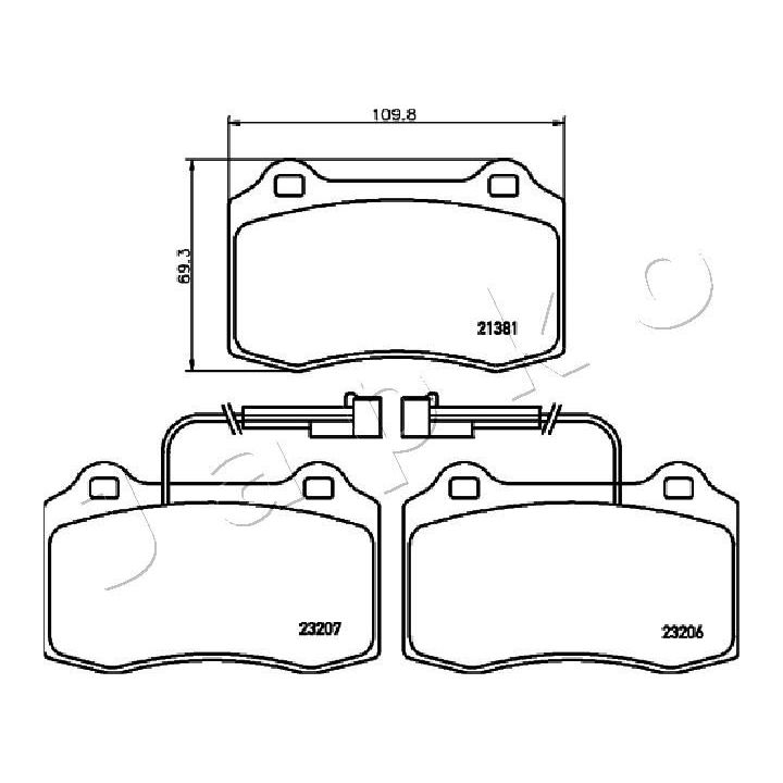 Stabdžių trinkelių rinkinys, diskinis stabdys JAPKO 500201