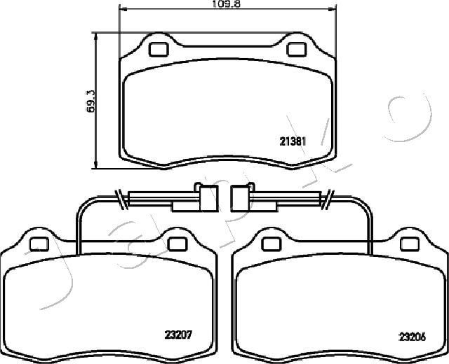 Stabdžių trinkelių rinkinys, diskinis stabdys JAPKO 500201
