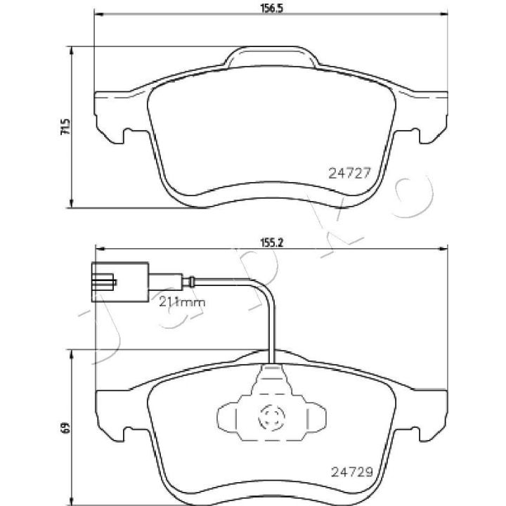 Stabdžių trinkelių rinkinys, diskinis stabdys JAPKO 500221