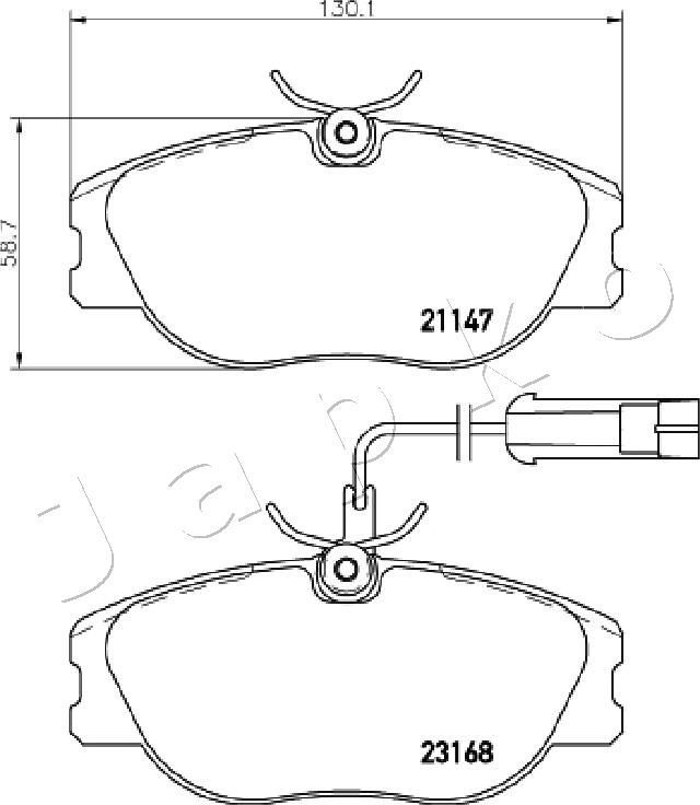 Stabdžių trinkelių rinkinys, diskinis stabdys JAPKO 500242