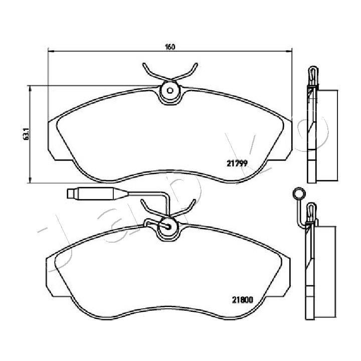 Stabdžių trinkelių rinkinys, diskinis stabdys JAPKO 500246