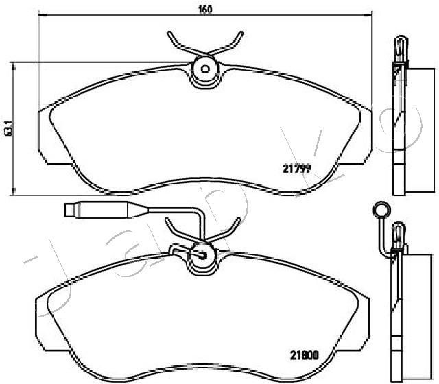 Stabdžių trinkelių rinkinys, diskinis stabdys JAPKO 500246