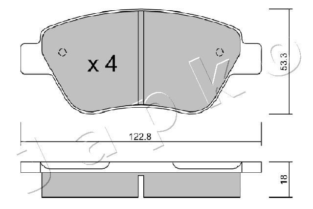 Stabdžių trinkelių rinkinys, diskinis stabdys JAPKO 500248