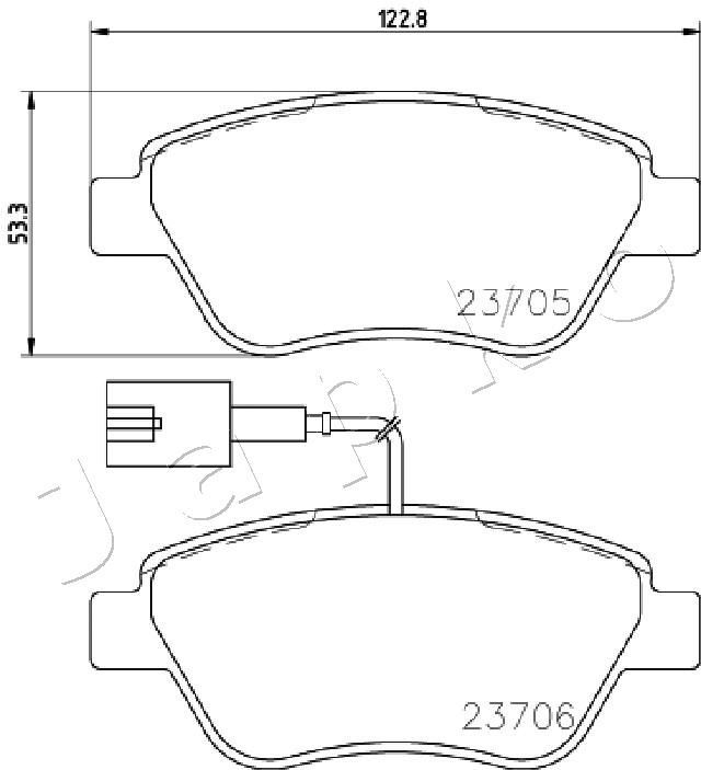 Stabdžių trinkelių rinkinys, diskinis stabdys JAPKO 500624