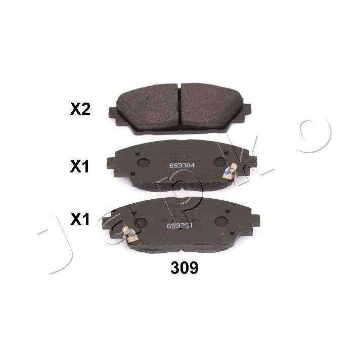 Stabdžių trinkelių rinkinys, diskinis stabdys JAPKO 50309