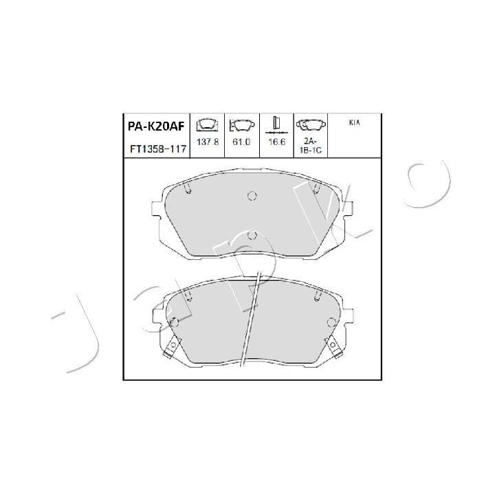 Stabdžių trinkelių rinkinys, diskinis stabdys JAPKO 50K20