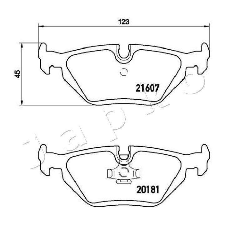 Stabdžių trinkelių rinkinys, diskinis stabdys JAPKO 510105