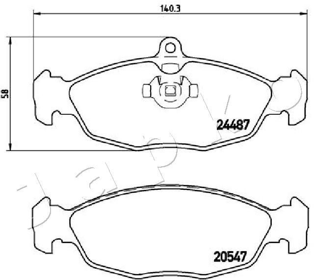 Stabdžių trinkelių rinkinys, diskinis stabdys JAPKO 510315